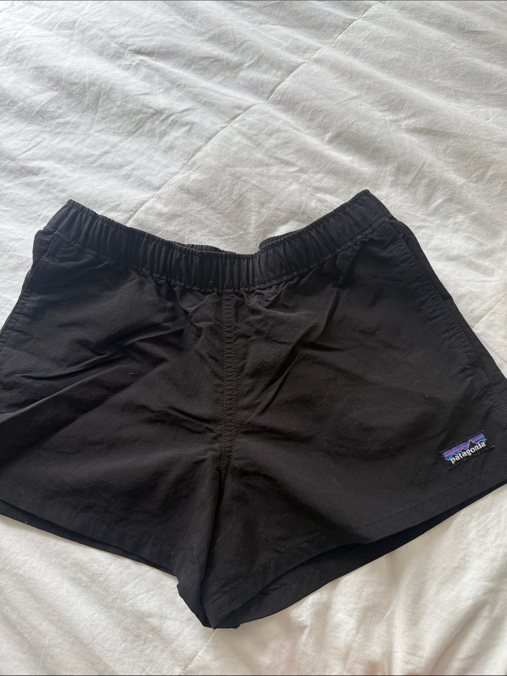 Patagonia Black Elastic-Waist Athletic Shorts